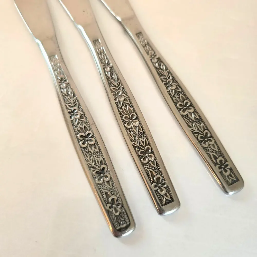 Rogers Stainless Butter/Dinner Knives La Spana Set Of 3 Mid Century Modern